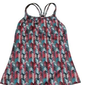 Fabletics Tank Top Red Teal Chevron Strappy Racerback Women Small